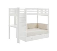 Vente-unique -Letto alto 90 X 190 cm con divano letto - Pino e MDF - Bianco - ORPELIA