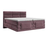 Vente-unique - Letto boxspring 2 posti Lodi - poliestere - bordeaux