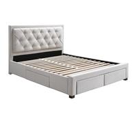 Vente-unique - Letto con Cassetti 160 x 200 cm Tessuto Beige - LEOPOLD