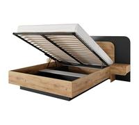 Vente-unique-Letto con contenitore con comodini 160 x 200 cm Con LED le e Antracite - DESADO