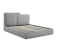 Vente-unique-Letto contenitore 140 x 190 cm - Velluto a coste - Grigio - NAYOLA