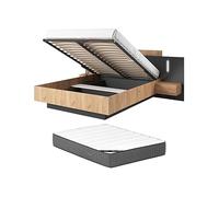 Vente-unique - Letto contenitore 2 posti Francoli - truciolato - grigio antracite