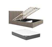 Vente-unique - Letto contenitore 2 posti Kilaclo - poliestere - tortora