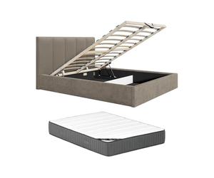 Vente-unique - Letto contenitore 2 posti Kilaclo - poliestere - tortora