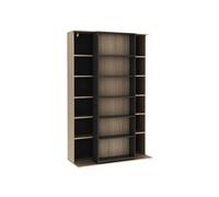 Vente-unique-Libreria scorrevole con 18 nicchie le e Antracite - PRALI