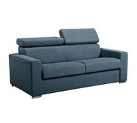 Vente-unique LINEA SOFA Divano letto 3 posti a ribalta in Tessuto Blu - Larghezza Materasso 140 cm - Spessore 18 cm - VIZIR