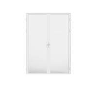 Vente-unique Loxton - Fermaporta reversibile a due ante, in alluminio e vetro temperato satinato, 2 x 204 x 73 cm, bianco