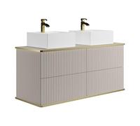 Vente-unique - Mobile con doppio lavabo Keliza - L 120cm x P 47cm x H 54cm - mdf - beige