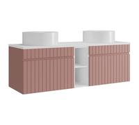 Vente-unique - Mobile con doppio lavabo Satara - L 140cm x P 46cm x H 46cm - mdf - rosa