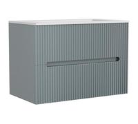 Vente-unique - Mobile con lavabo singolo Pavani - L 80cm x P 45.5cm x H 55cm - mdf - azzurro cielo