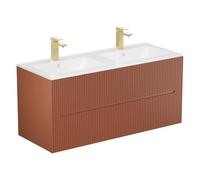 Vente-unique - Mobile da Bagno Appeso striato con Lavabo da incasso e Rubinetto- Terracotta - 120 cm - PAVANI
