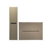 Vente-unique-Mobile lavabo singolo sospeso con colonna 80 cm Tortora - STEFANIE