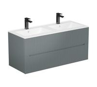 Vente-unique-Mobile per bagno sospeso con lavabo da incasso 120 cm Con scanalature Grigie - PAVANI