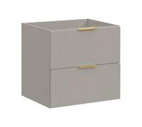 Vente-unique-Mobile sotto lavabo sospeso a righe Beige L60 cm - ZEVARA