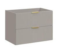 Vente-unique-Mobile sotto lavabo sospeso a righe Beige L80 cm - ZEVARA