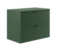 Vente-unique-Mobile sotto lavabo sospeso con scanalature con piano di appoggio - Verde opaco - 80 cm - ZEVINI