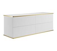 Vente-unique-Mobile sotto lavabo sospeso scanalato profilo dorato 4 cassetti 150 cm Bianco - KELIZA