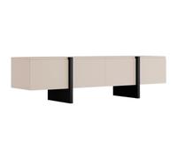 Vente-unique-Mobile TV con 4 ante in MDF Beige e Nero - LUVONIA