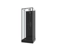 Vente-unique - Parete doccia con installazione reversibile e altezza regolabile - Nero - L90 x P90 x H213/232 cm - Damilu