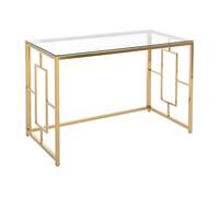 Vente-unique PASCAL MORABITO-Scrivania Vetro temperato e Acciaio Dorato e Trasparente - CLOTILDE di Pascal Morabito