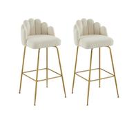 Vente-unique Pascal MORABITO Set di 2 sgabelli da Bar - Tessuto Bouclé e Metallo Dorato - Crema - ALTINAM