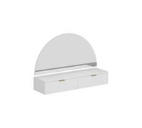 Vente-unique PASCAL MORABITO - Tavolo pensile con specchio e LED - 2 cassetti - Bianco - FRALYN