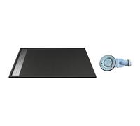 Vente-unique - Piatto per doccia da posare o da incasso con sifone 120 x 80 cm in Resina Nero - LYROSA