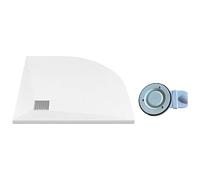 Vente-unique-Piatto per doccia da posare o da incasso in resina SMC angolare con sifone, quarto di cerchio - Bianco - 80 x 80 cm - SYFORLA