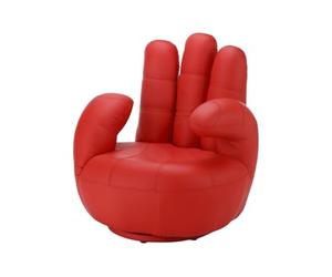 Vente-unique - Poltrona a forma di mano girevole in similpelle Rosso - CATCHY