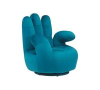 Vente-unique - Poltrona a forma di mano girevole in velluto Blu petrolio - CATCHY