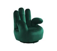 Vente-unique-Poltrona a forma di mano girevole in velluto Verde scuro - CATCHY