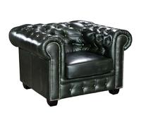 Vente-unique-Poltrona Chesterfield 100% cuoio di bufalo Verde imperiale - BRENTON