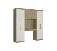 Vente-unique Ponte letto Antero II - 6 ante - con armadi e ripostigli - L.200 cm - Rovere e Avorio