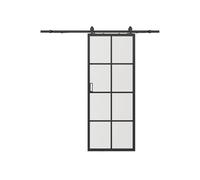 Vente-unique - Porta scorrevole esterno muro H205 x L93 cm Alluminio e Vetro temperato smerigliato - WILDEN II