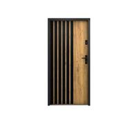 Vente-unique - Porte d'ingresso Cobrita - L 95cm x P 9cm x H 203.5cm - acciaio - le chiaro
