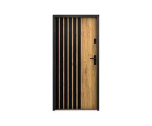 Vente-unique - Porte d'ingresso Cobrita - L 95cm x P 9cm x H 203.5cm - acciaio - le chiaro