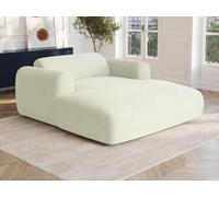 Vente-unique - Pouf 2 posti in tessuto strutturato, color crema, POGNI