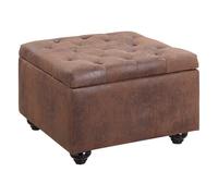 Vente-unique - Pouf con vano in Microfibra invecchiata LOMAI - Marrone