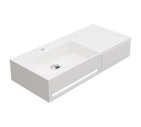 Vente-unique-Ripiano lavabo sospeso in Solid Surface con portasciugamani L90 x l40 x H17 cm Bianco - GANDAKI