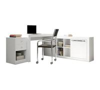 Vente-unique-Scrivania angolare con 2 cassetti e 2 ante Bianca - EVAN