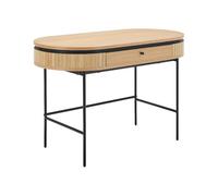 Vente-unique - Scrivania con 1 cassetto - impiallacciatura quercia - colore naturale e nero - Cardiona - con vano portaoggetti