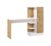 Vente-unique - Scrivania con armadio portaoggetti Naturale e Bianco - MILARIA