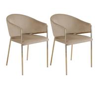 Vente-unique-Sedia con braccioli in Velluto e Metallo Dorato Beige - Lotto di 2 - ORDIDA di Pascal Morabito