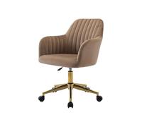 Vente-unique - Sedia da ufficio Altezza regolabile Velluto Beige e Dorato - ELEANA