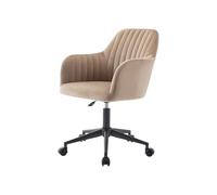 Vente-unique - Sedia da ufficio Altezza regolabile Velluto Beige e Nero - ELEANA