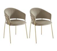 Vente-unique-Sedia in Velluto e Metallo dorato Beige - Lotto di 2 - MADOLIA di Pascal MORABITO
