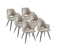 Vente-unique - Sedia Lotto di 6 Kadija - poliestere - beige