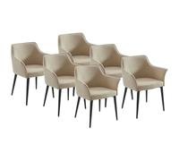 Vente-unique - Sedia Lotto di 6 Mialov - similpelle - beige