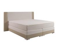 Vente-unique-Set boxspring completo testata con LED + reti + materasso + topper ASTI - 160 x 200 cm - similpelle - crema e bianco