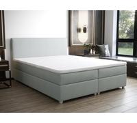 Vente-unique-Set completo boxspring Testata + Rete a doghe + Materasso + topper 180 x 200 cm Tessuto Grigio - ONAN
